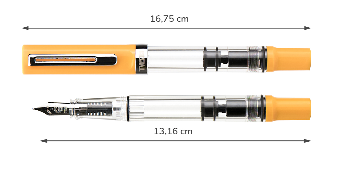 TWSBI pistove pero_SAFFRON rozmer